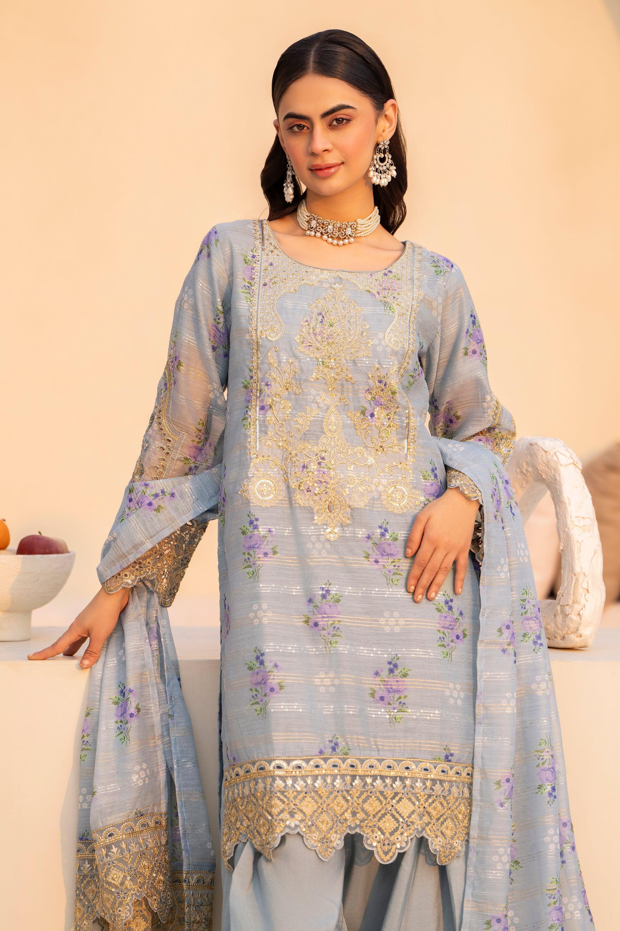 3 Piece Sky Lorax Munnar Ready To Wear - AR-3458 - ARFARIWAJ