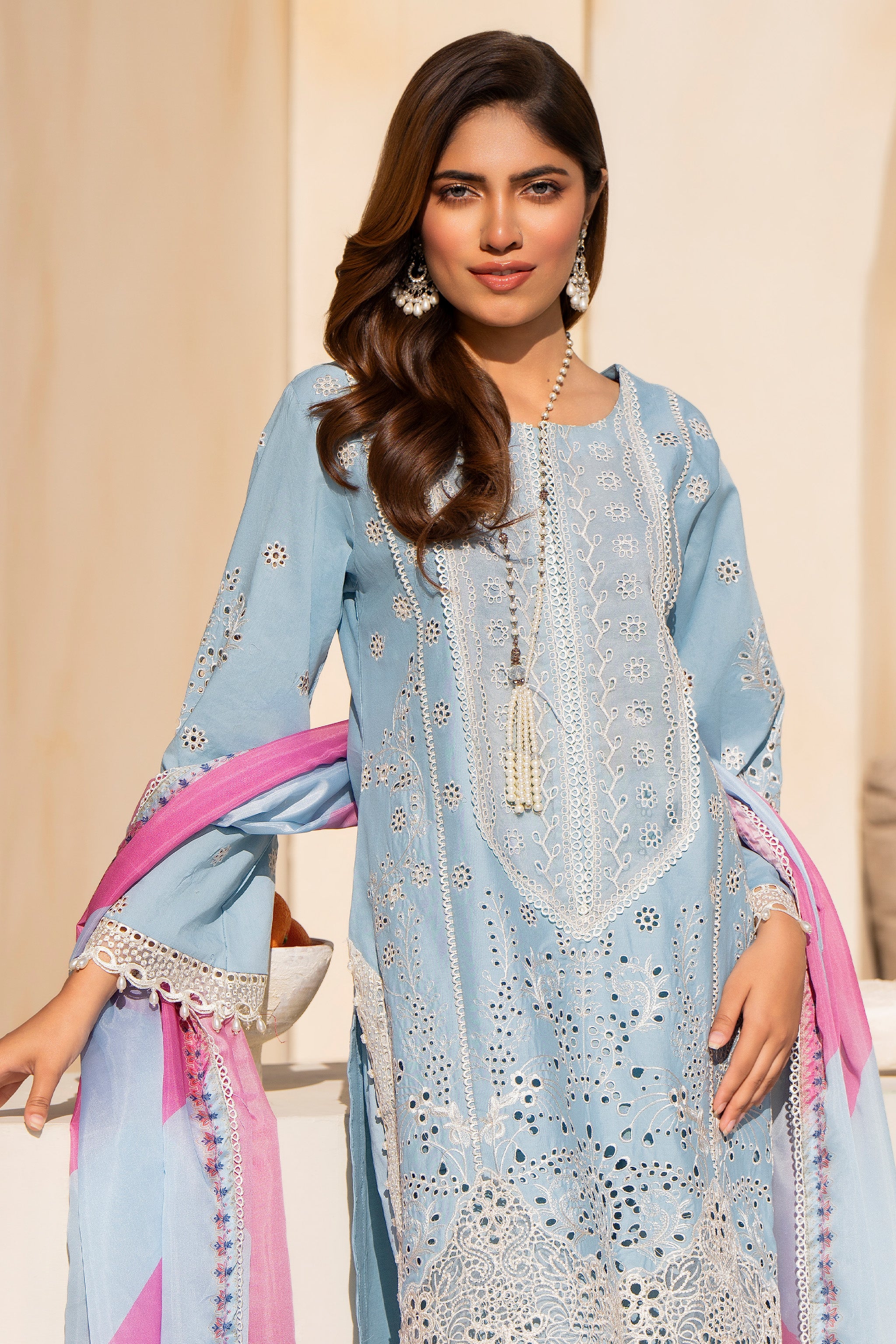 3 Piece Sky Poplin Suit Pret - AR-3766-sky - ARFARIWAJ
