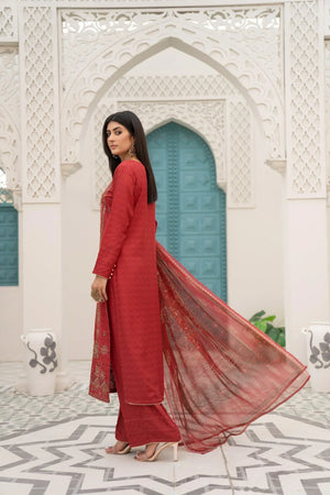 3 Piece Linen Embroidered Suit Luxury Pret - AR-3043-Bag-e-Sukhan - ARFARIWAJ