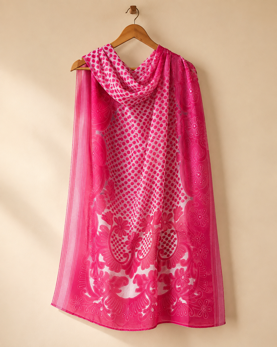 Hot Pink Jacquard Dupatta