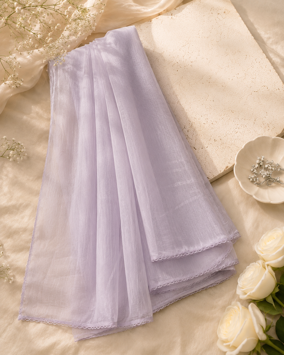 Lilac Dyed Chiffon Dupatta