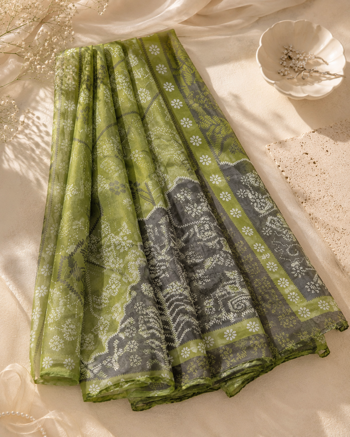 Green Printed Munaar Dupatta