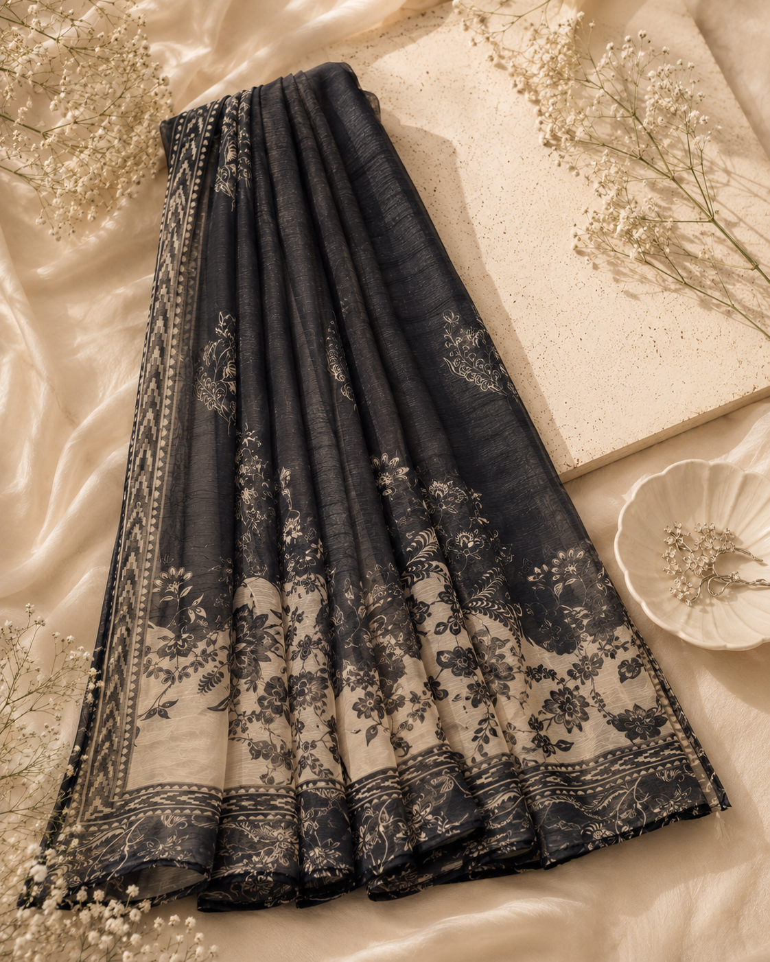 Black Printed Munaar Dupatta