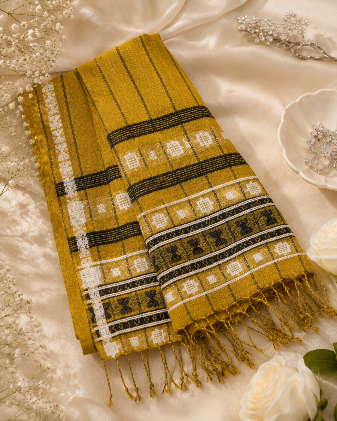 Yellow Pashmina Jacquard Shawl