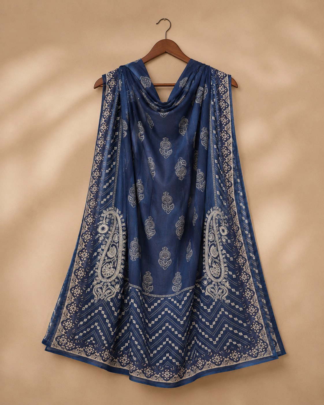 Blue Printed Munaar Dupatta