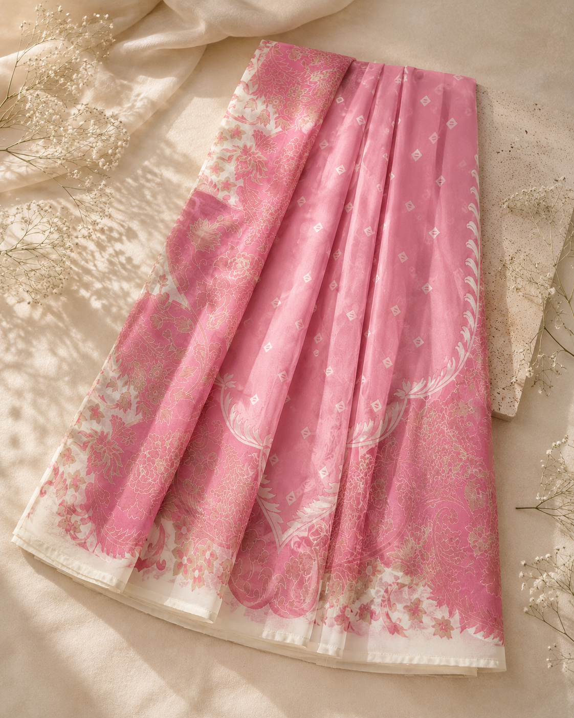 Pink Printed Munaar Dupatta