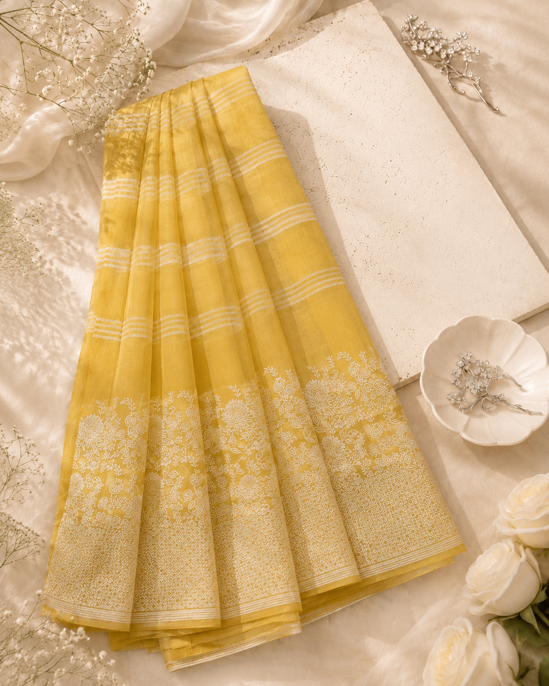 Yellow Jacquard Dupatta