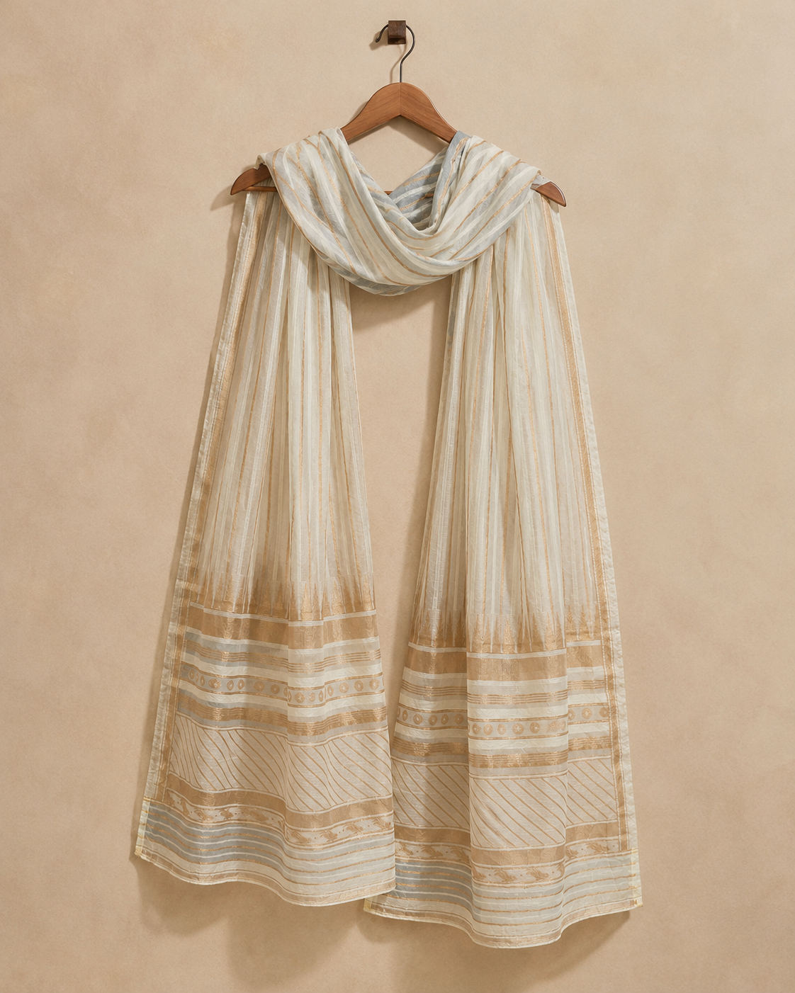Creme Jacquard Dupatta