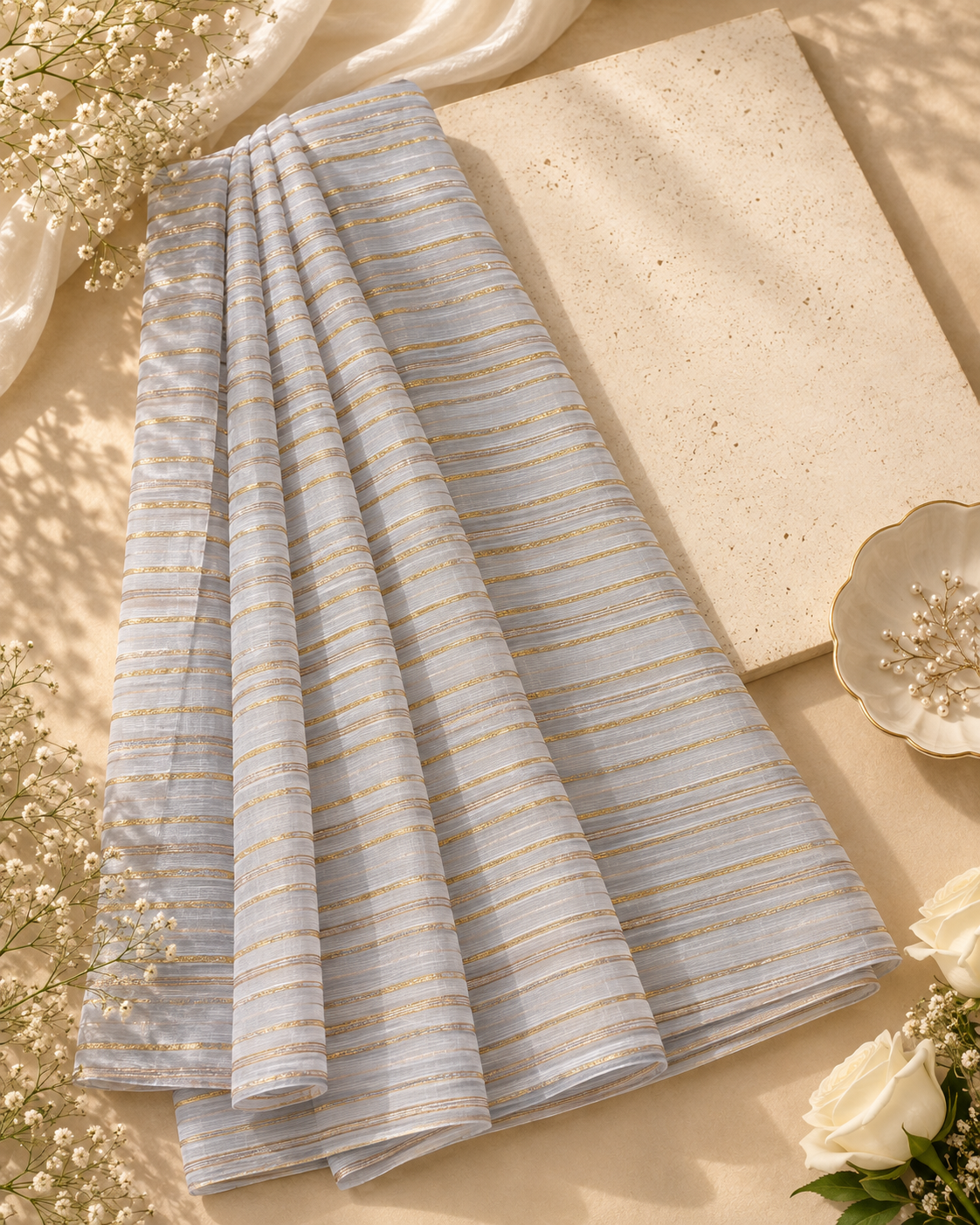 Grey Sequence Munaar Dupatta