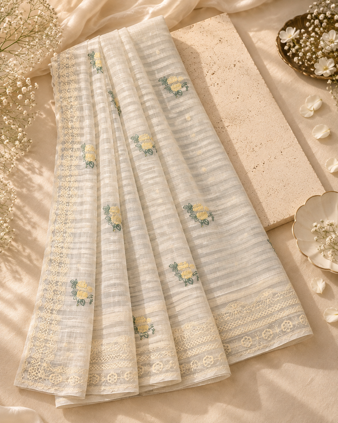 Off White Cotton Organza Dupatta