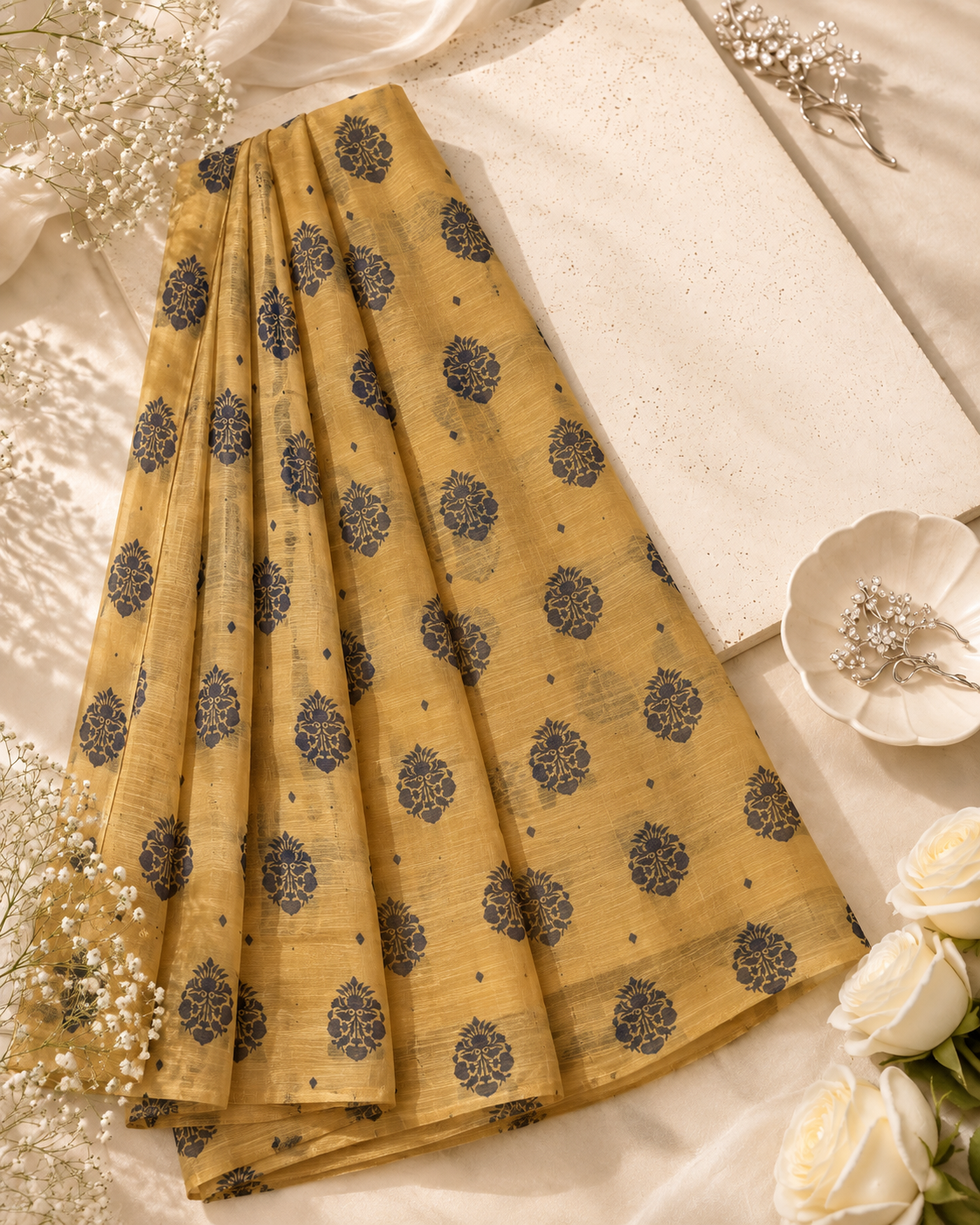 Yellow Printed Munaar Dupatta