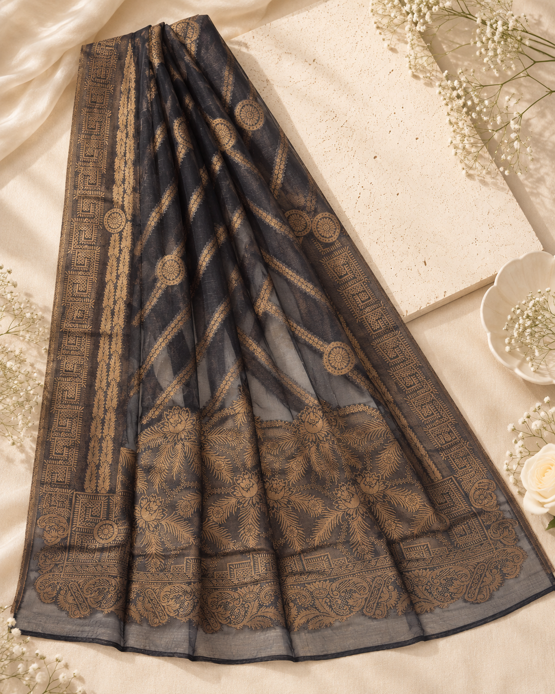 Dark Brown Jacquard Dupatta