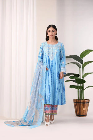 3 Piece Printed Lawn Suit Pret - AR-3155-Cool art - ARFARIWAJ