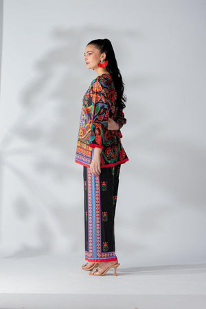 Raw Silk Black Fusion Blend Co-Ord Set - AR-3489 - ARFARIWAJ