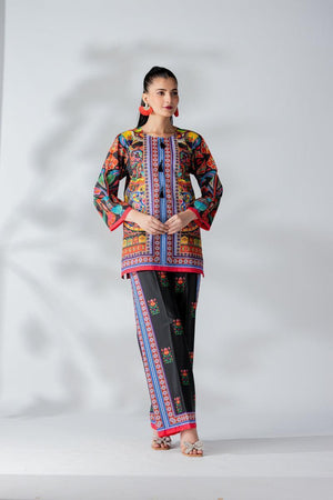 Raw Silk Black Fusion Blend Co-Ord Set - AR-3489 - ARFARIWAJ