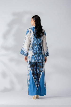 Raw Silk Blue Fusion Blend Co-Ord Set - AR-3508 - ARFARIWAJ