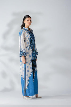 Raw Silk Blue Fusion Blend Co-Ord Set - AR-3508 - ARFARIWAJ