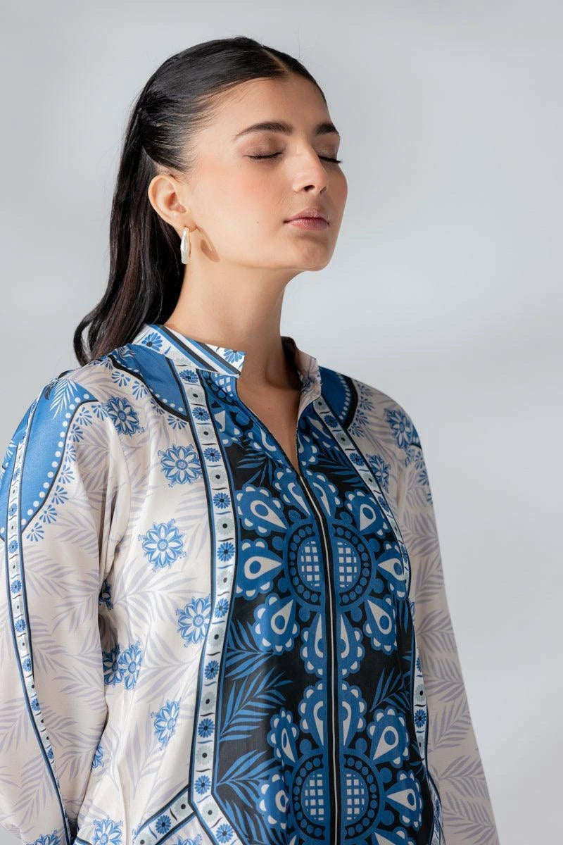 Raw Silk Blue Fusion Blend Co-Ord Set