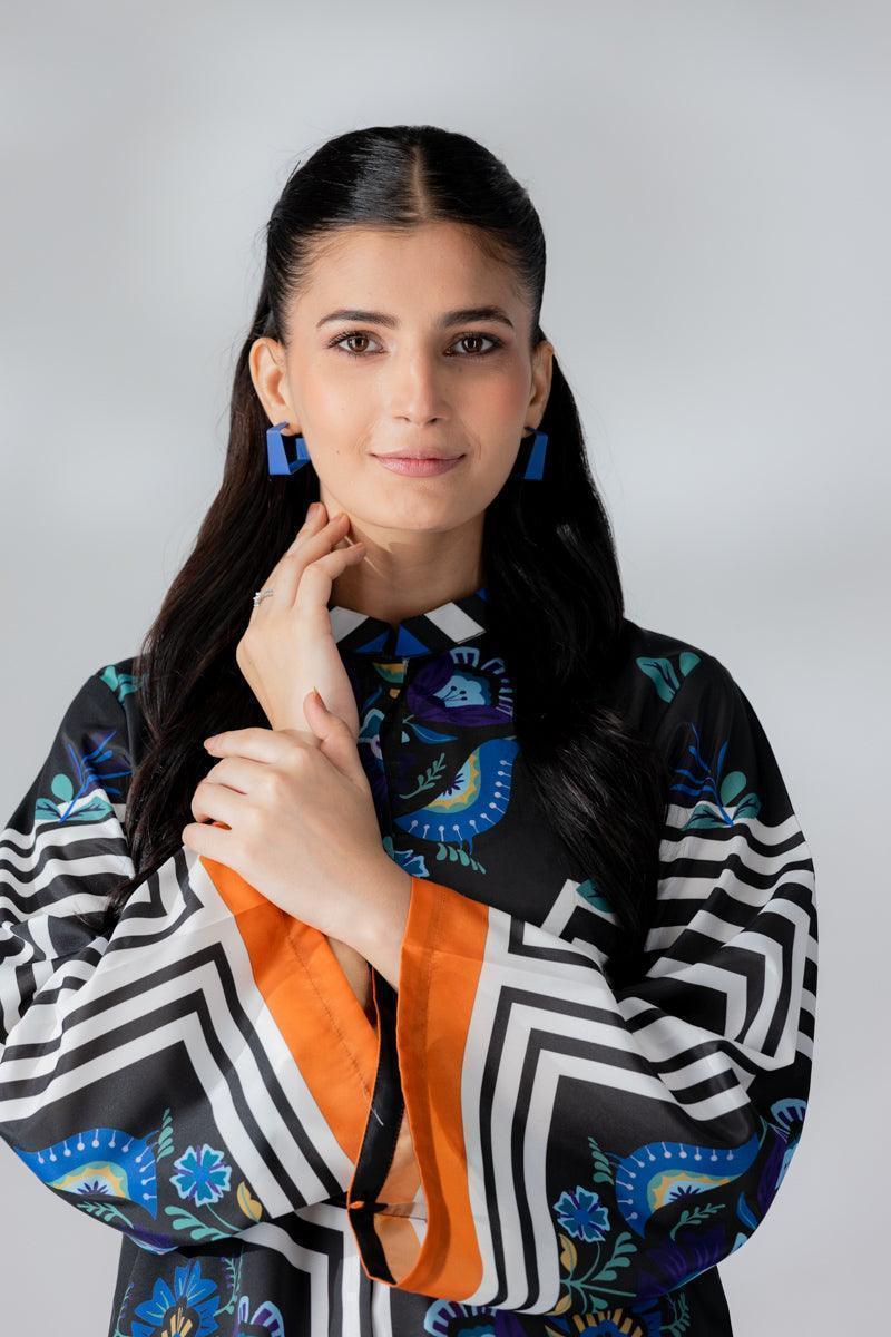 Raw Silk Charcoal Fusion Blend Co-Ord Set - AR-3505 - ARFARIWAJ