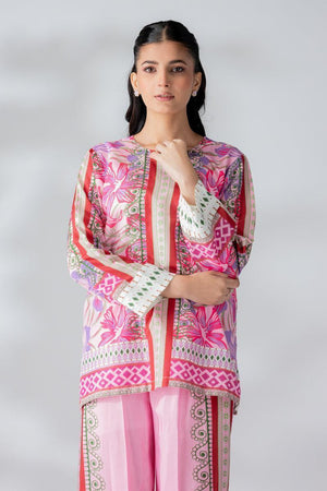 Raw Silk Flamingo Pink Fusion Blend Co-Ord Set - AR-3498 - ARFARIWAJ