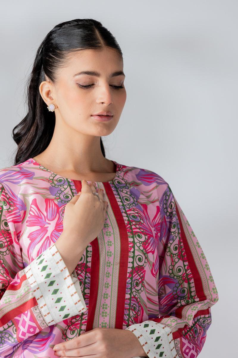 Raw Silk Flamingo Pink Fusion Blend Co-Ord Set - AR-3498 - ARFARIWAJ