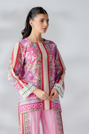 Raw Silk Flamingo Pink Fusion Blend Co-Ord Set - AR-3498 - ARFARIWAJ