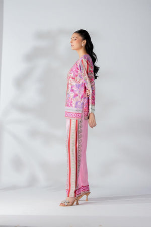 Raw Silk Flamingo Pink Fusion Blend Co-Ord Set - AR-3498 - ARFARIWAJ