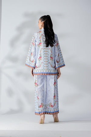 Raw Silk Ice Blue Fusion Blend Co-Ord Set - AR-3506 - ARFARIWAJ