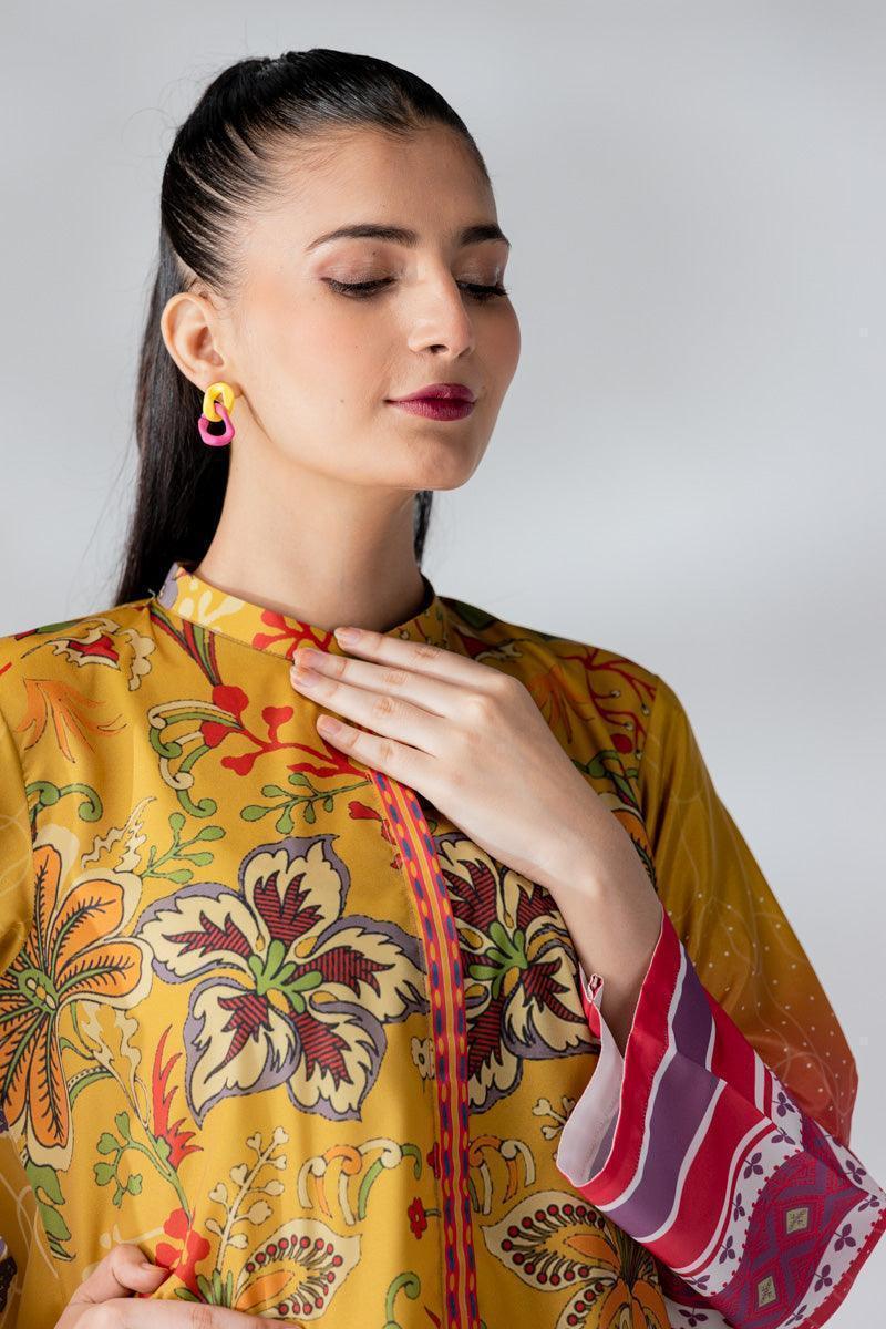 Raw Silk Mustard Fusion Blend Co-Ord Set - AR-3496 - ARFARIWAJ