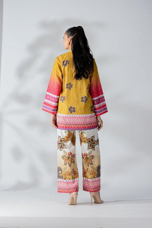 Raw Silk Mustard Fusion Blend Co-Ord Set - AR-3496 - ARFARIWAJ