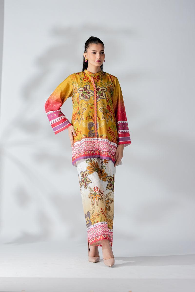 Raw Silk Mustard Fusion Blend Co-Ord Set - AR-3496 - ARFARIWAJ