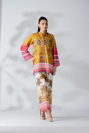 Raw Silk Mustard Fusion Blend Co-Ord Set - AR-3496 - ARFARIWAJ