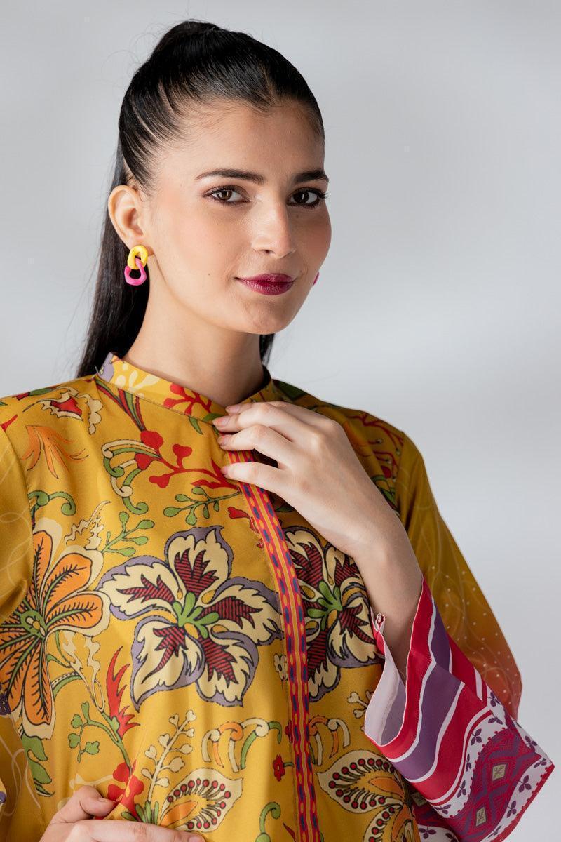 Raw Silk Mustard Fusion Blend Co-Ord Set - AR-3496 - ARFARIWAJ