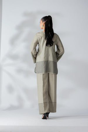 Raw Silk Sage Green Fusion Blend Co-Ord Set - AR-3509 - ARFARIWAJ