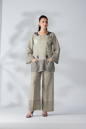 Raw Silk Sage Green Fusion Blend Co-Ord Set - AR-3509 - ARFARIWAJ