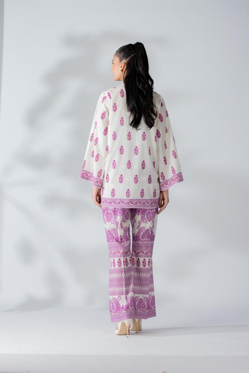 Raw Silk Voilet Fusion Blend Co-Ord Set - AR-3497 - ARFARIWAJ