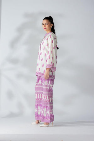 Raw Silk Voilet Fusion Blend Co-Ord Set - AR-3497 - ARFARIWAJ