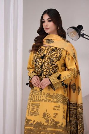 Yellow 3 Piece Cotton Suit Luxury Pret - AR-3187-kysari - ARFARIWAJ