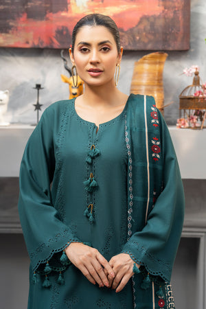 3 Piece Ready To Wear Green Embroidered Suit AR-3891 ARFARIWAJ