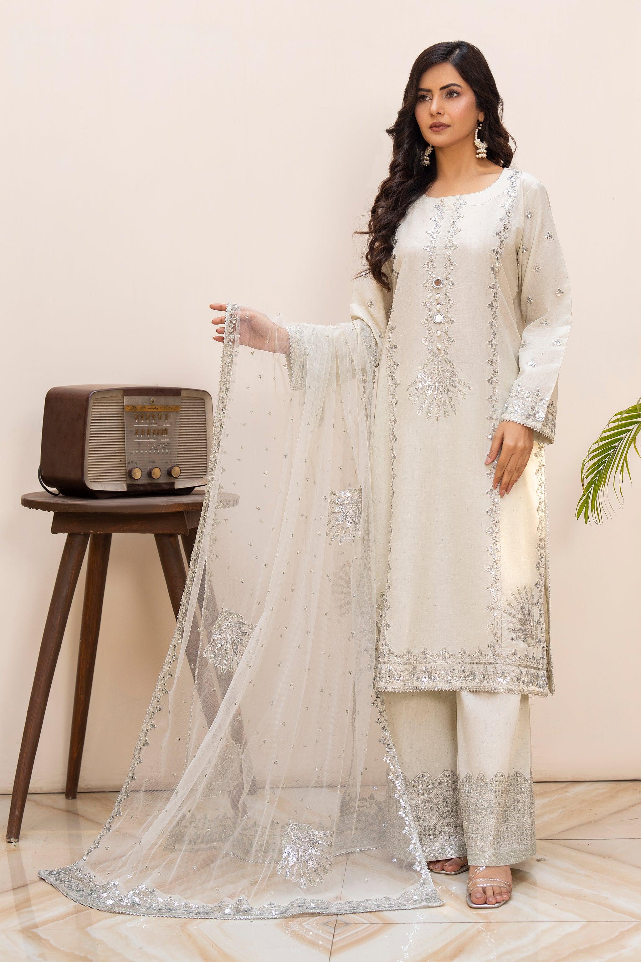 3 Piece Pastel Grey Naps Lawn Suit Pret