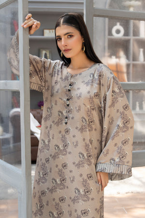 2 Pcs Ready To Wear Beige Silk Suit - AR-3906 - Arfa Riwaj