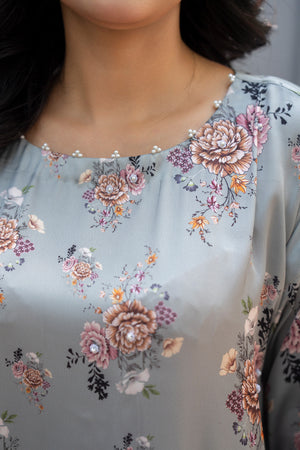 2 Pcs Ready To Wear Frosty Green Silk Suit - AR-3904- Arfa Riwaj