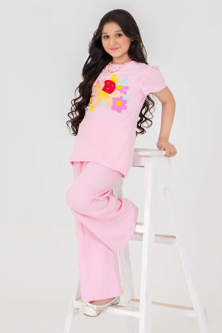 2 Piece Baby Pink Cotton Suit Kids - AJG-001 - ArfaRiwaj Junior