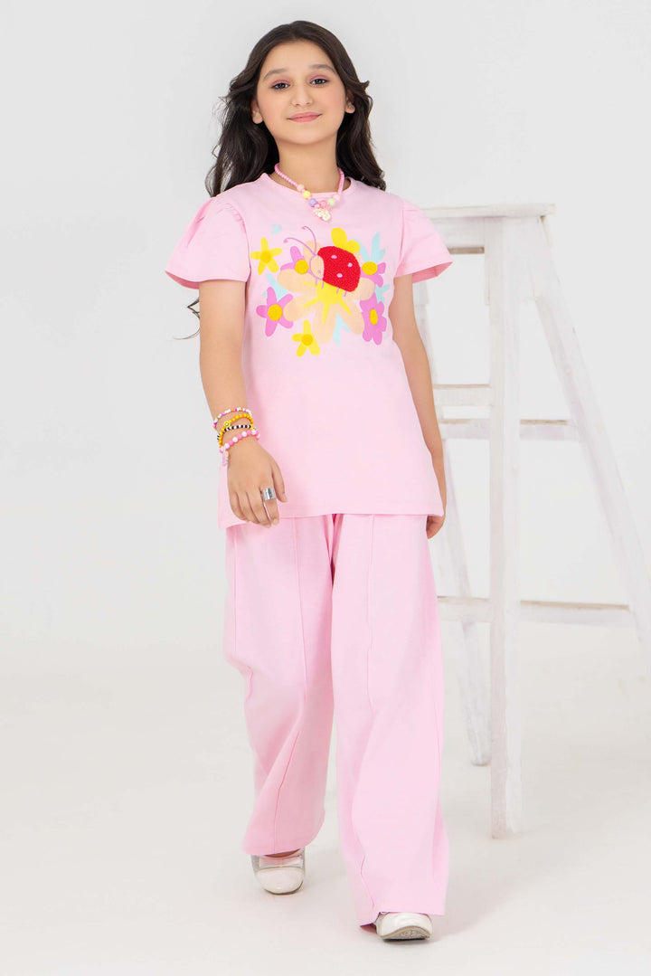 2 Piece Baby Pink Cotton Suit Kids - AJG-001 - ArfaRiwaj Junior