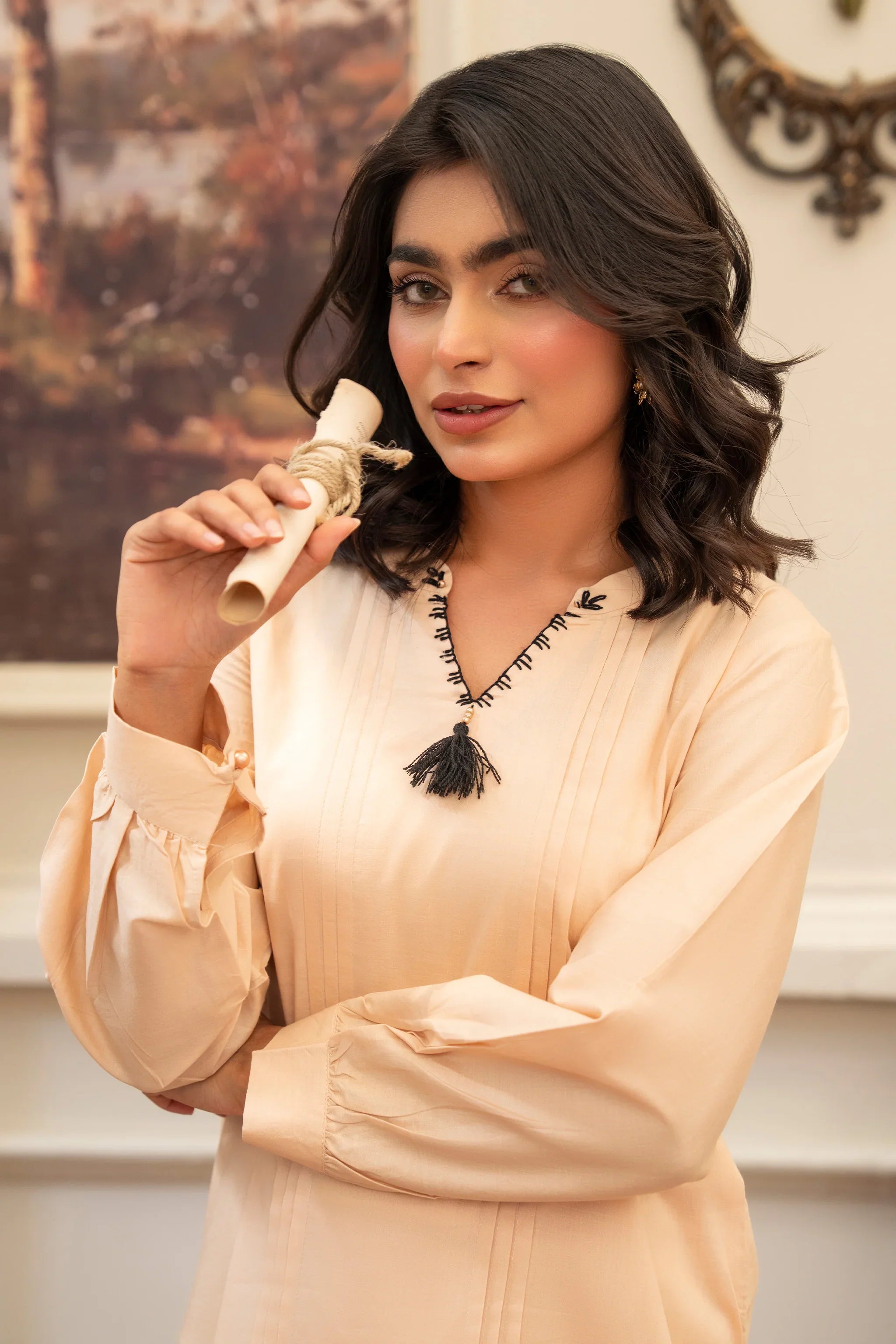 2 Piece Beige Lawn Suit Pret - AR-S2-05 - ARFARIWAJ