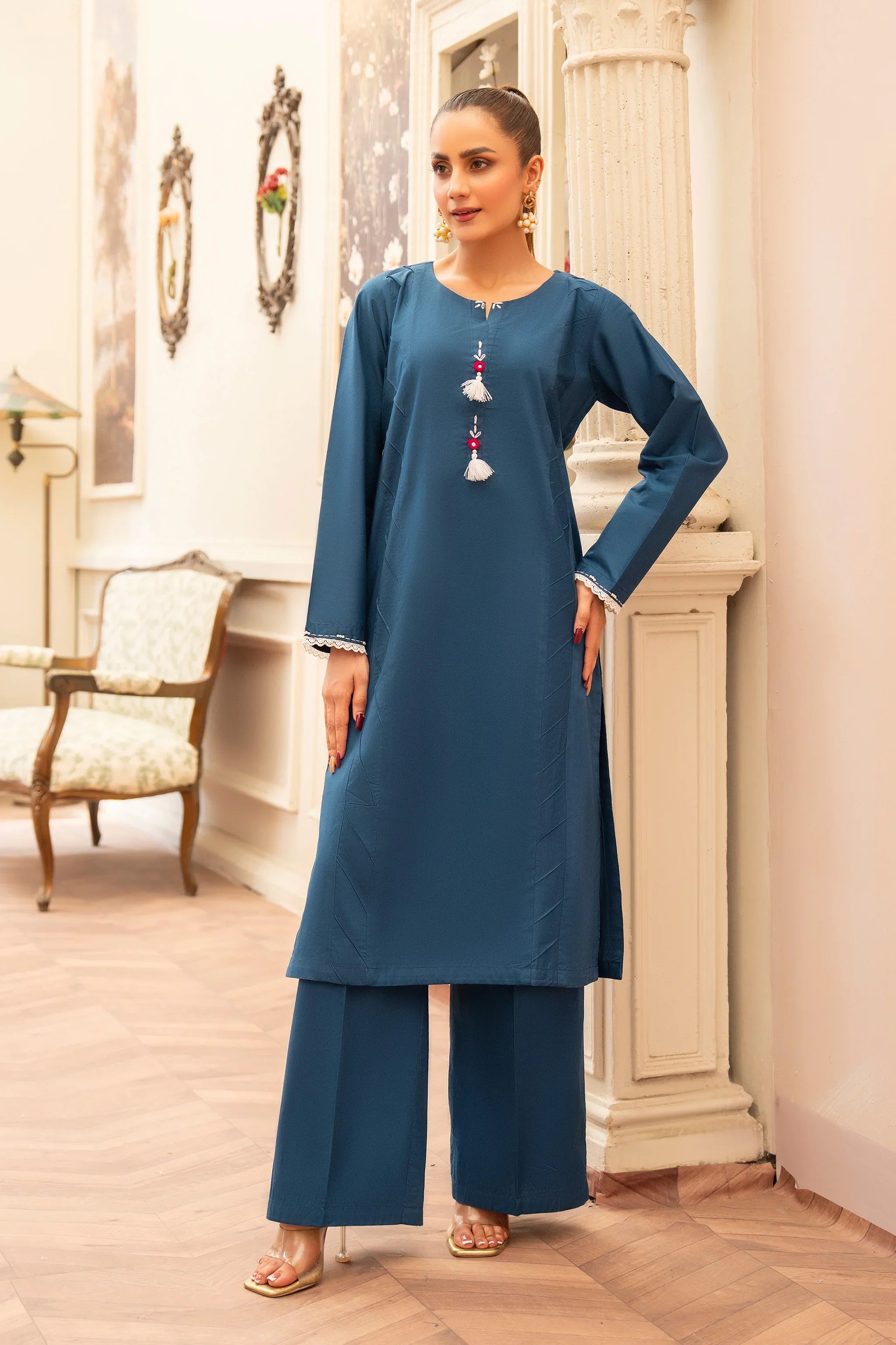 2 Piece Blue Lawn Suit Pret - AR-S2-06 - ARFARIWAJ