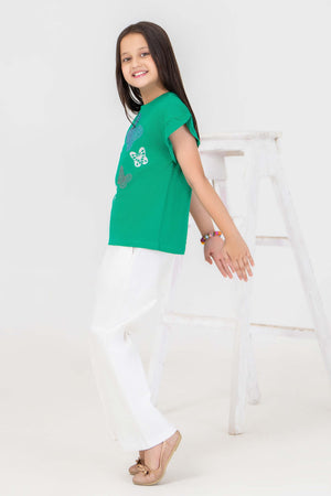 2 Piece Dark Green Cotton Suit Kids - AJG-006 - ArfaRiwaj Junior