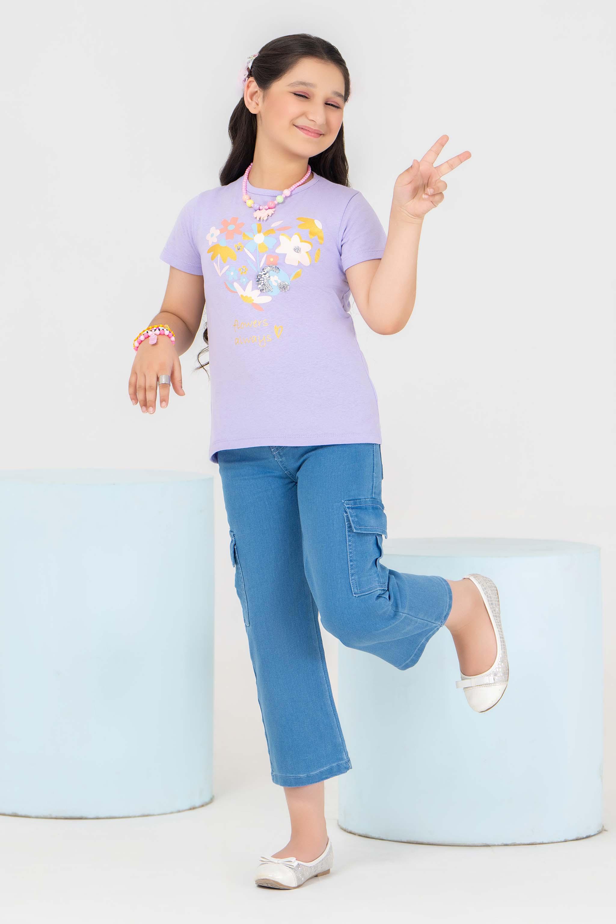 2 Piece Mauve Cotton Suit Kids - AJG-007 - ArfaRiwaj Junior