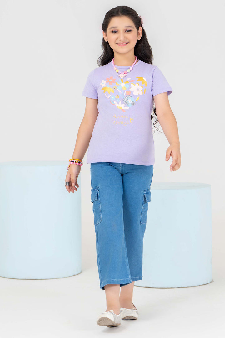2 Piece Mauve Cotton Suit Kids - AJG-007 - ArfaRiwaj Junior