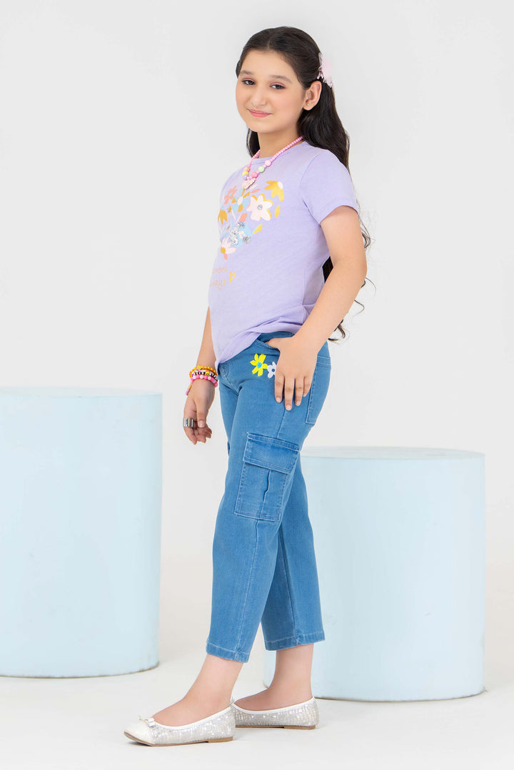 2 Piece Mauve Cotton Suit Kids - AJG-007 - ArfaRiwaj Junior